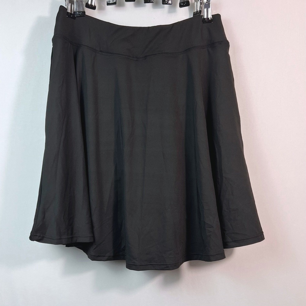 ANRABESS Women Black Athletic Skort Flared Tennis Golf Skirt with Pockets Size L